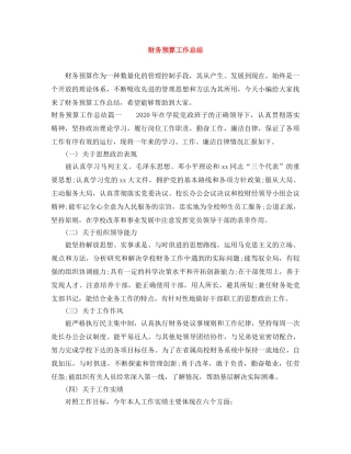 财务预算工作总结 