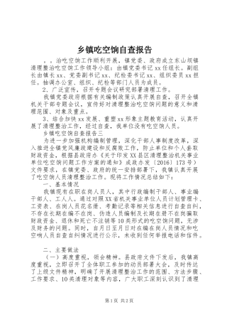 乡镇吃空饷自查报告