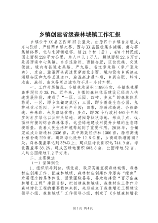 乡镇创建省级森林城镇工作汇报