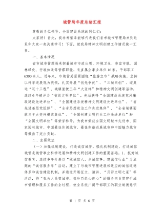 城管局年度总结汇报