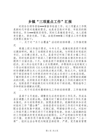 乡镇“三项重点工作”汇报