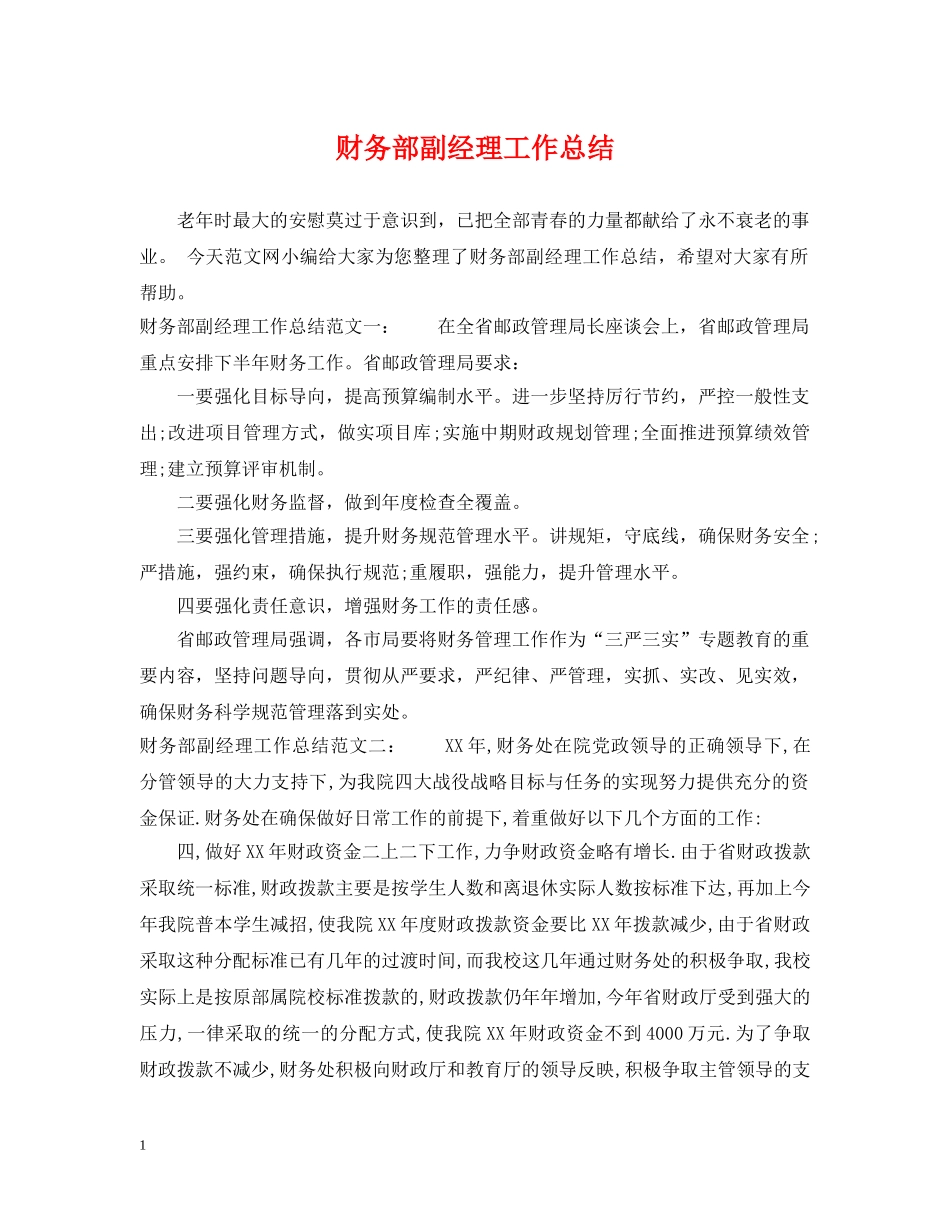 财务部副经理工作总结 _第1页