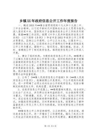 乡镇XX年政府信息公开工作年度报告