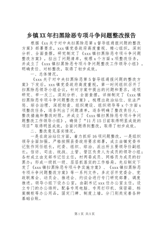 乡镇XX年扫黑除恶专项斗争问题整改报告