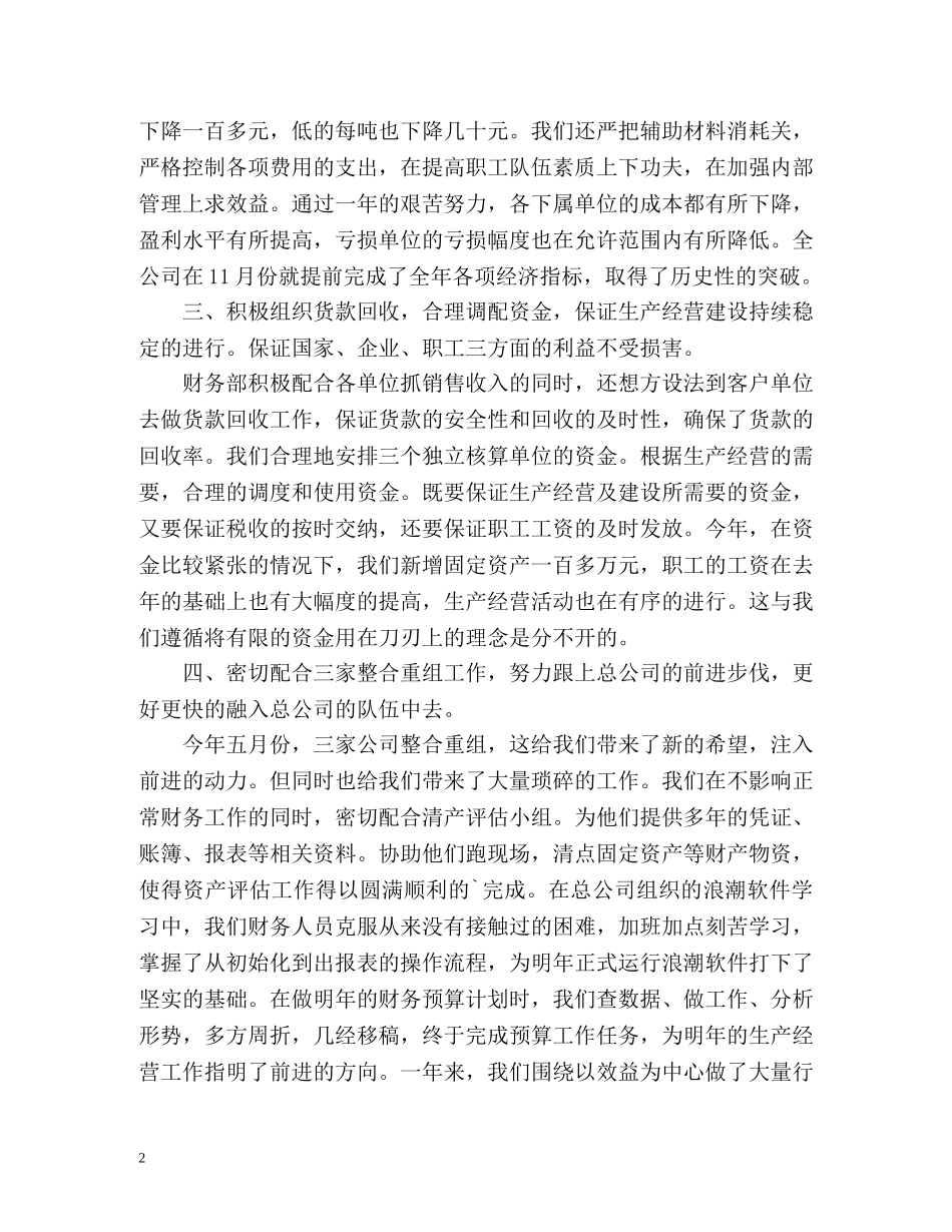 财务部个人工作总结2 _第2页
