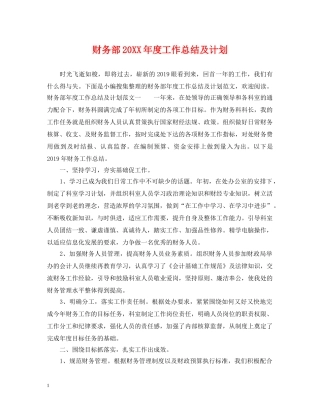 财务部20XX年度工作总结及计划 