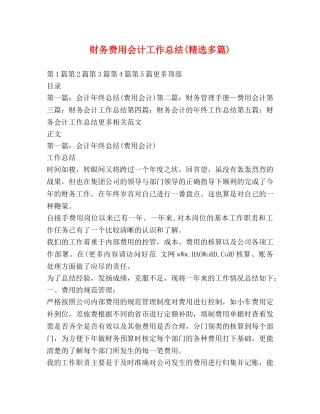财务费用会计工作总结(精选多篇) 