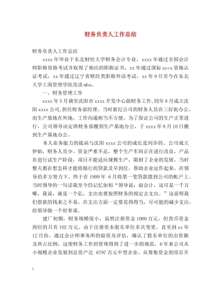财务负责人工作总结 