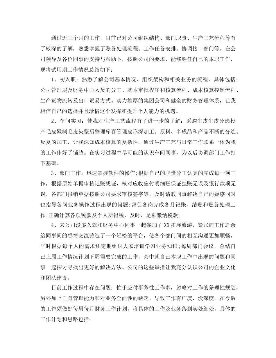 财务试用期三个月工作总结范文 _第3页