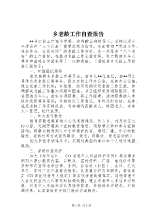 乡老龄工作自查报告