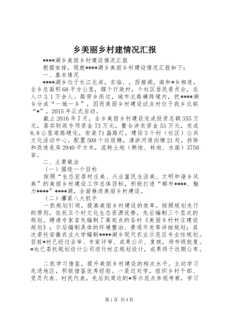 乡美丽乡村建情况汇报