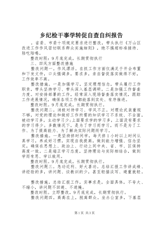乡纪检干事学转促自查自纠报告