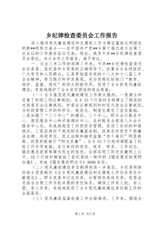 乡纪律检查委员会工作报告