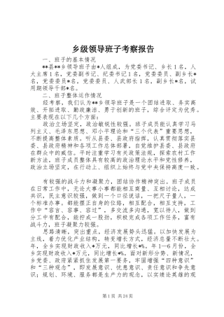 乡级领导班子考察报告