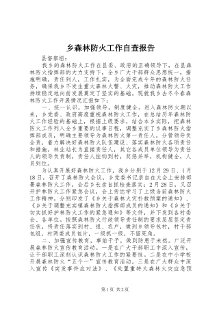 乡森林防火工作自查报告