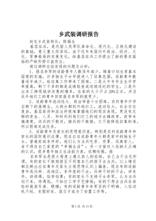 乡武装调研报告