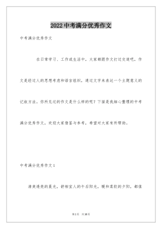 2024中考满分优秀作文