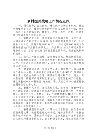 乡村振兴战略工作情况汇报