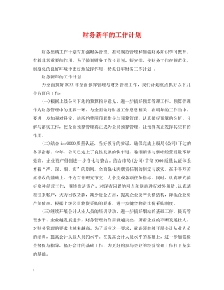 财务新年的工作计划 