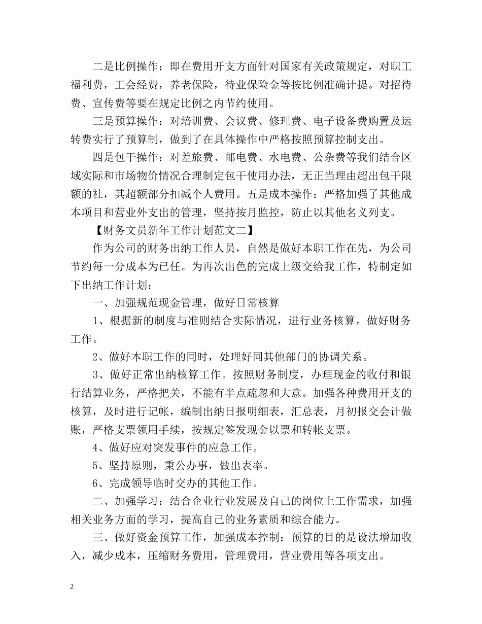 财务文员新年工作计划 _第2页