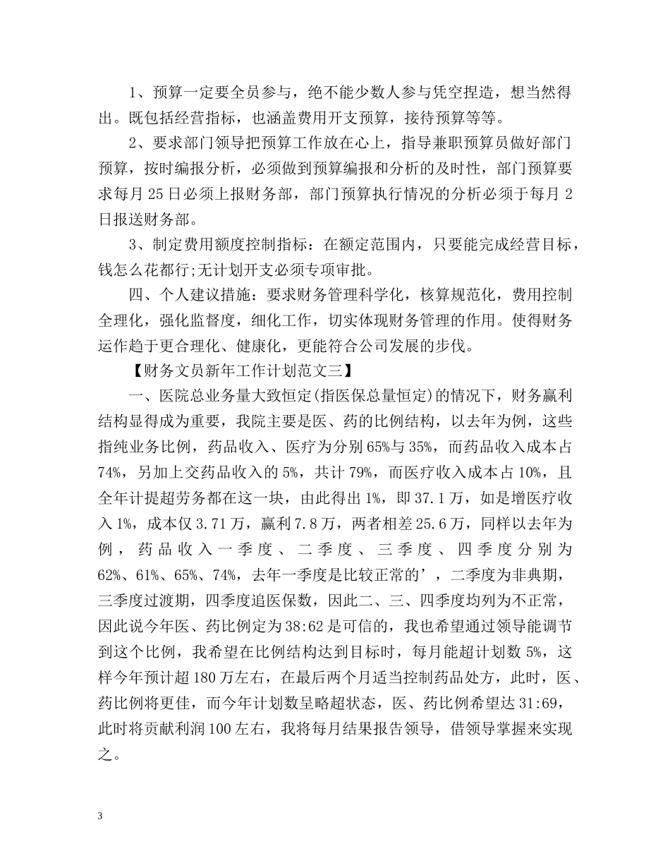 财务文员新年工作计划 _第3页