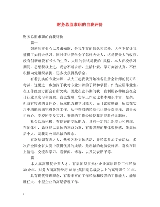 财务总监求职的自我评价 