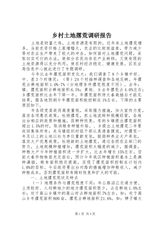 乡村土地撂荒调研报告