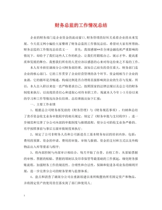财务总监的工作情况总结 