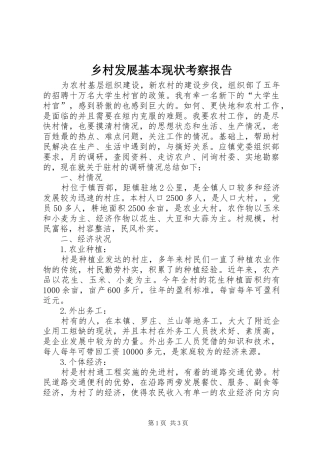 乡村发展基本现状考察报告