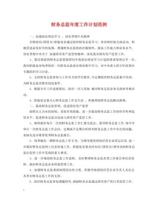 财务总监年度工作计划范例 