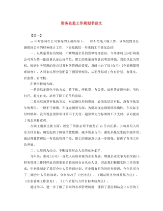 财务总监工作规划书范文 
