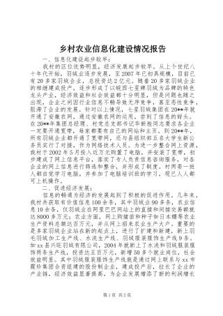 乡村农业信息化建设情况报告