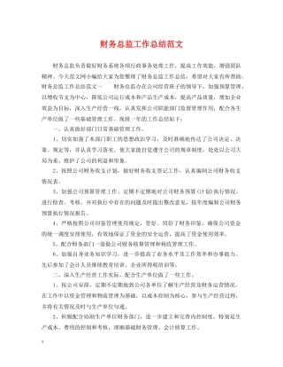 财务总监工作总结范文 