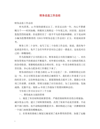 财务总监工作总结 