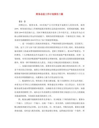 财务总监工作计划报告三篇 