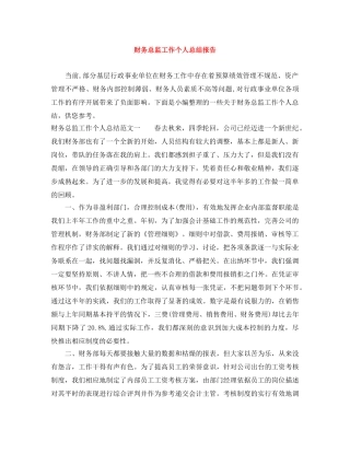 财务总监工作个人总结报告 