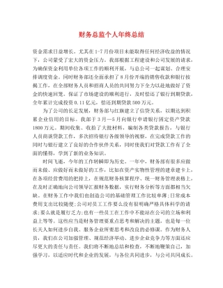 财务总监个人年终总结 