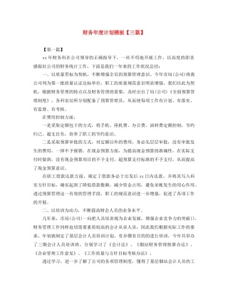 财务年度计划模板【三篇】 