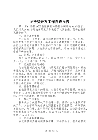 乡扶贫开发工作自查报告