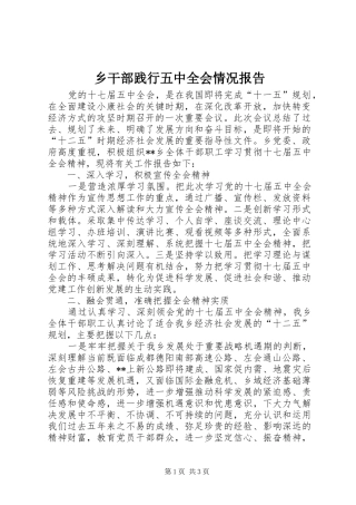乡干部践行五中全会情况报告