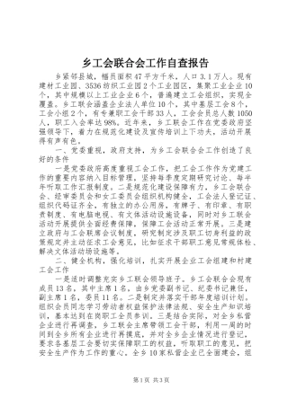 乡工会联合会工作自查报告