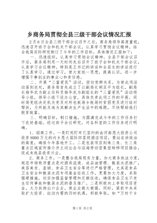 乡商务局贯彻全县三级干部会议情况汇报