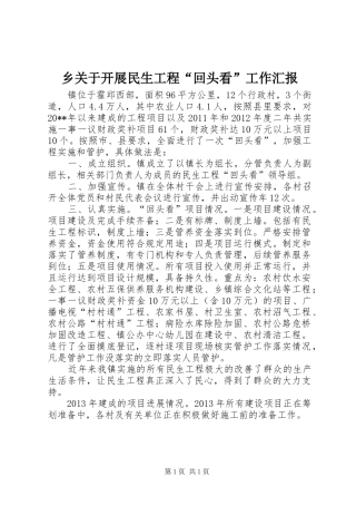 乡关于开展民生工程“回头看”工作汇报