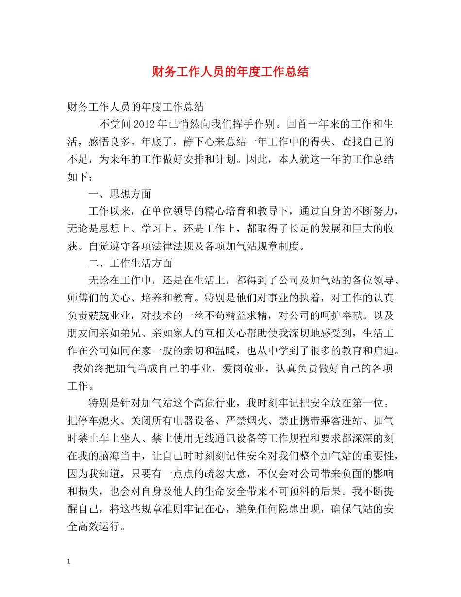 财务工作人员的年度工作总结 _第1页