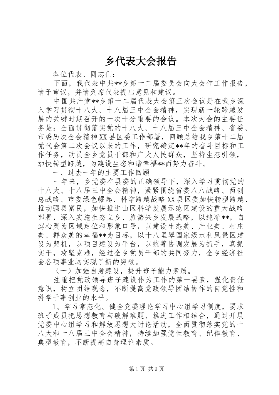 乡代表大会报告_第1页
