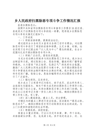 乡人民政府扫黑除恶专项斗争工作情况汇报