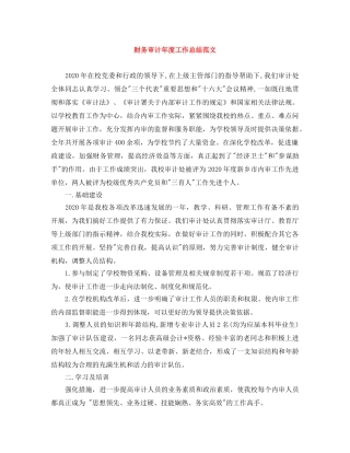 财务审计年度工作总结范文 
