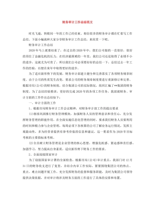 财务审计工作总结范文 