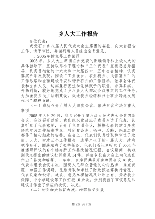 乡人大工作报告