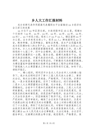 乡人大工作汇报材料
